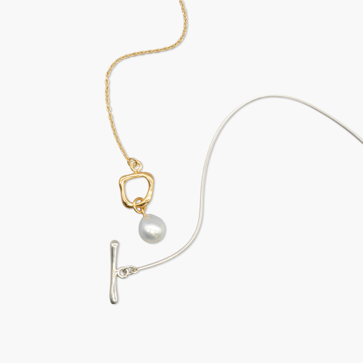 white pearl Y chain necklace