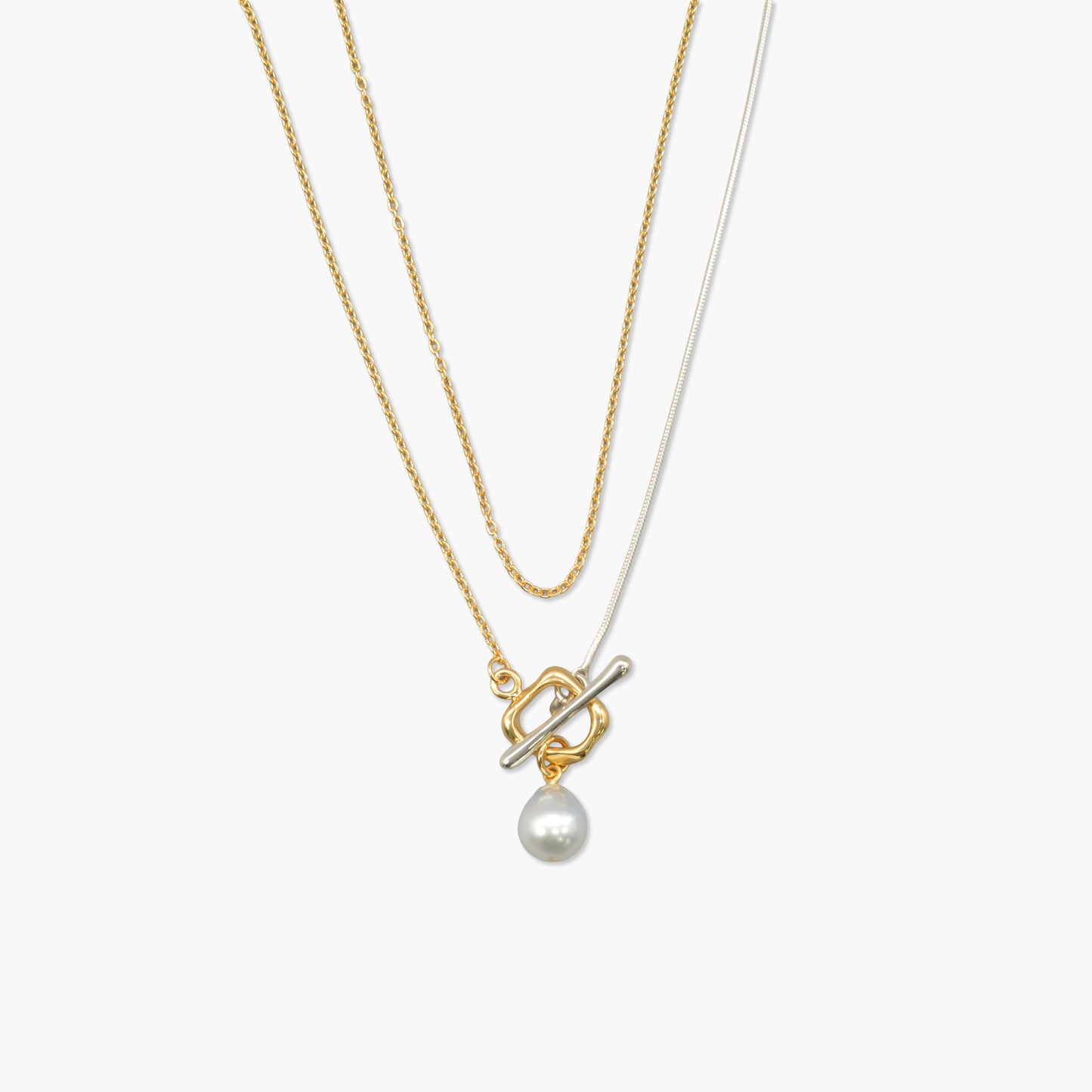 white pearl  Y chain necklace