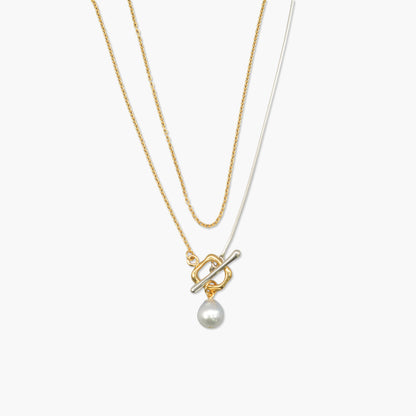 white pearl  Y chain necklace