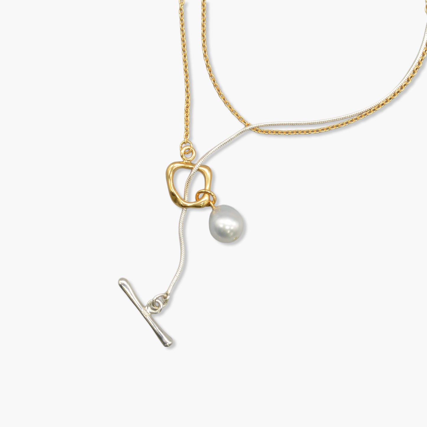 white pearl  Y chain necklace