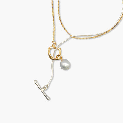 white pearl  Y chain necklace