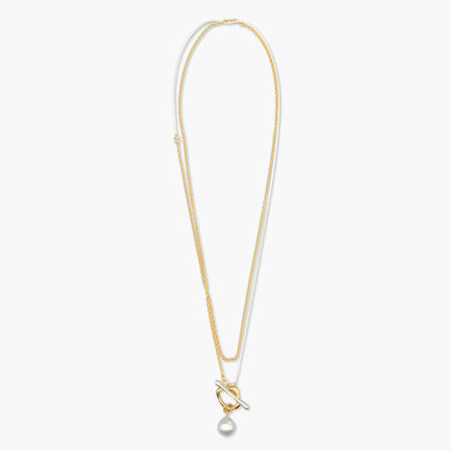 white pearl  Y chain necklace