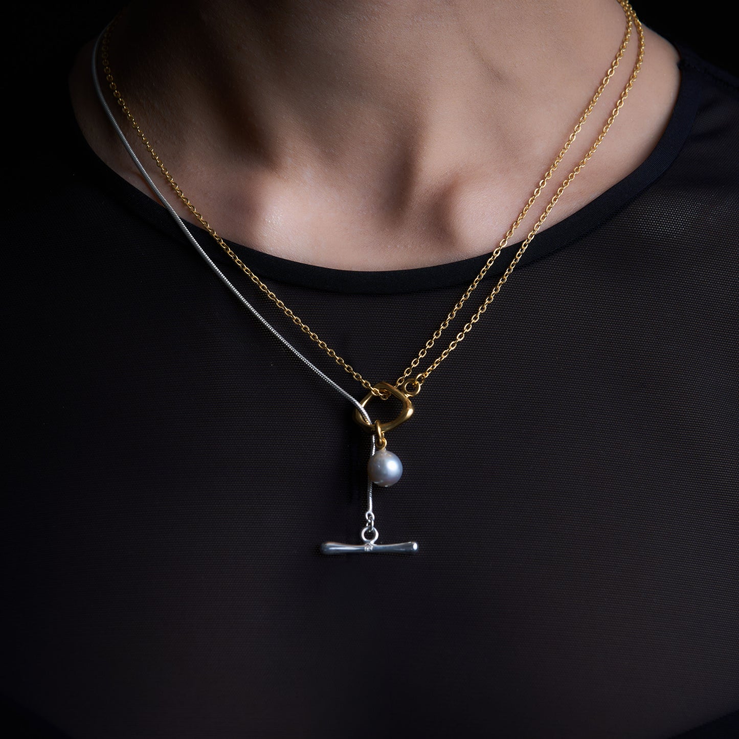 white pearl  Y chain necklace