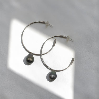 black pearl hoop pierce S (K18WG)