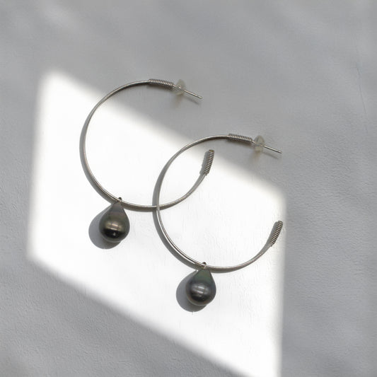 black pearl hoop pierce S (K18WG)