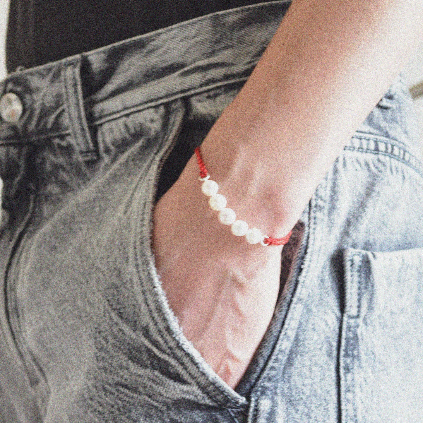 akoya pearl × silk cord bracelet