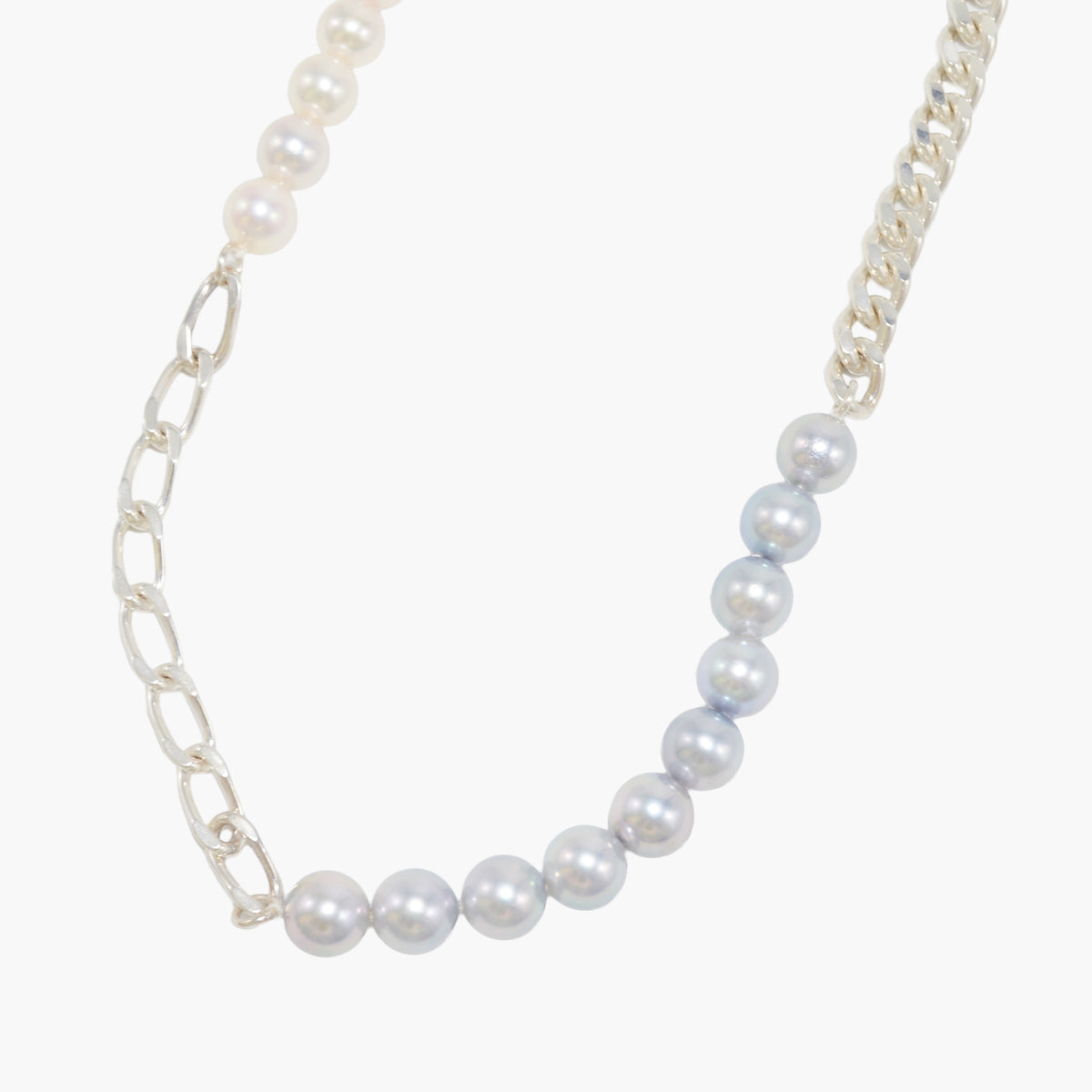 【nef - ESSENTIAL PEARL】akoya pearl × chain necklace / white × cobalt mix