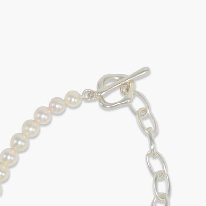 【nef - ESSENTIAL PEARL】akoya pearl × chain necklace / white × cobalt mix