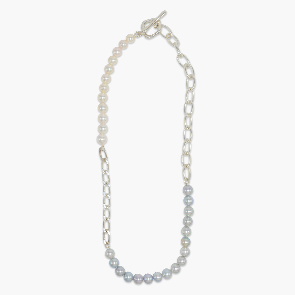 【nef - ESSENTIAL PEARL】akoya pearl x chain necklace / white x cobalt mix