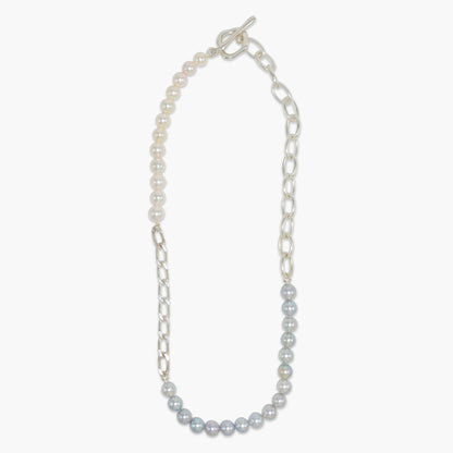 【nef - ESSENTIAL PEARL】akoya pearl x chain necklace / white x cobalt mix