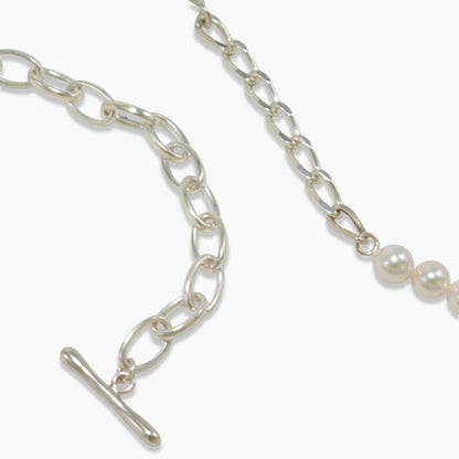 【nef - ESSENTIAL PEARL】akoya pearl x chain necklace / white x cobalt mix