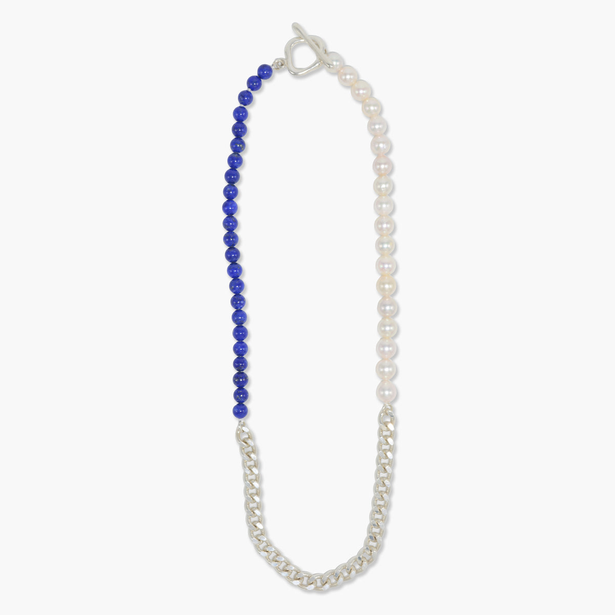 【nef - ESSENTIAL PEARL】akoya pearl x lapis lazuli × chain necklace