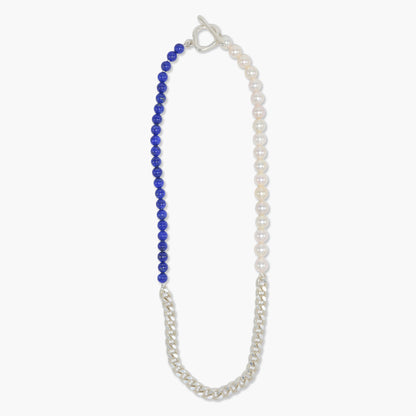 【nef - ESSENTIAL PEARL】akoya pearl x lapis lazuli × chain necklace