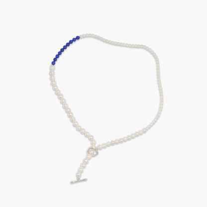 【nef - ESSENTIAL PEARL】akoya pearl x lapis lazuli necklace