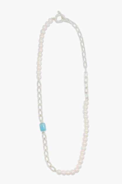 【nef - ESSENTIAL PEARL】akoya pearl × chain necklace (hemimorphite)