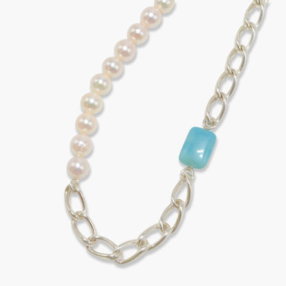 【nef - ESSENTIAL PEARL】akoya pearl × chain necklace (hemimorphite)