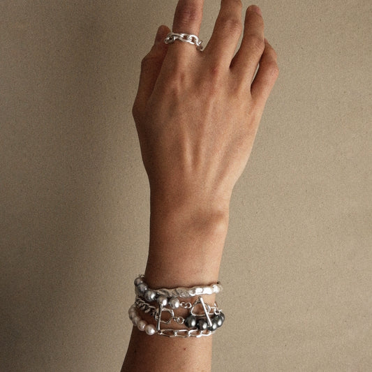 akoya pearl × chain bracelet(white)