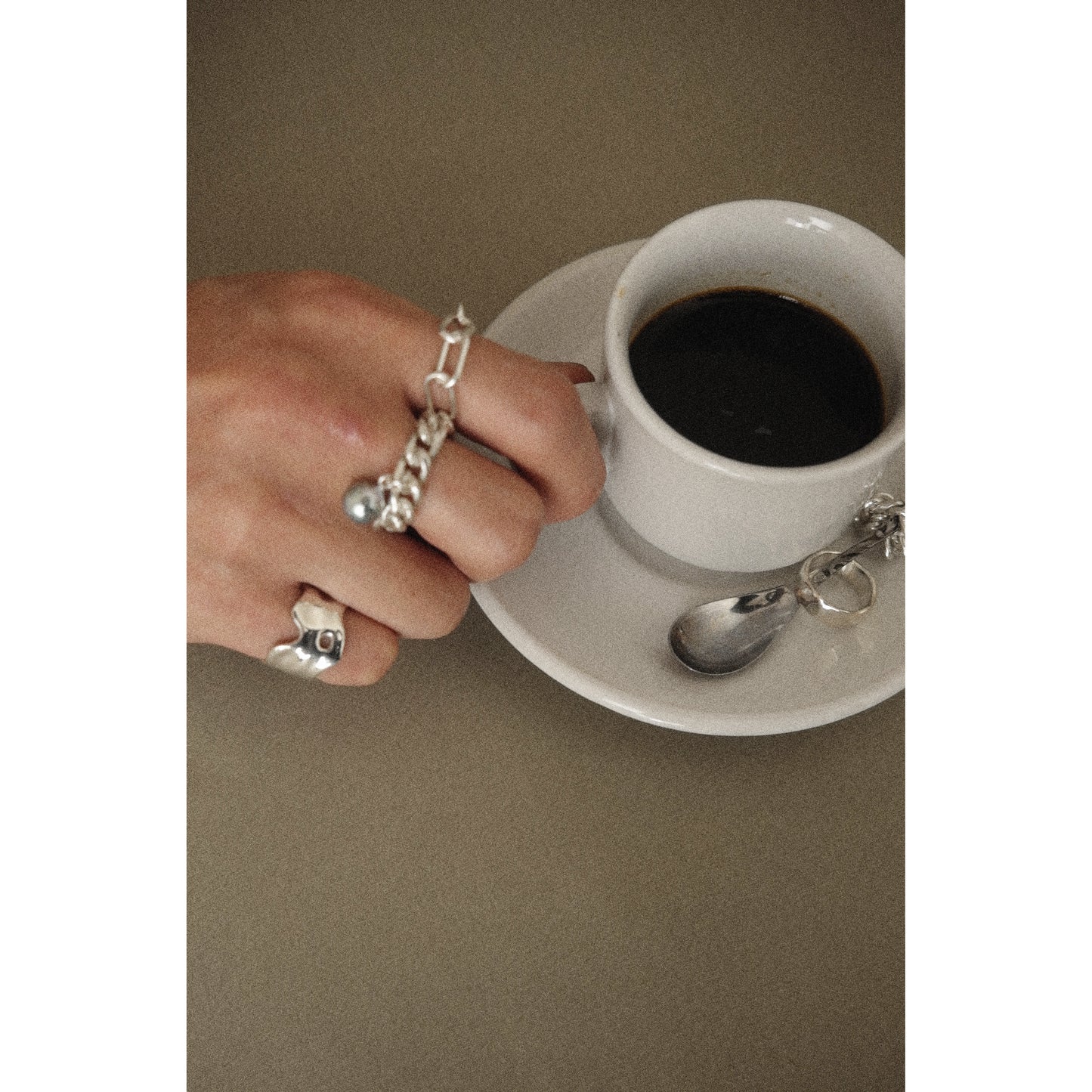 pearl × chain ring (natural blue)