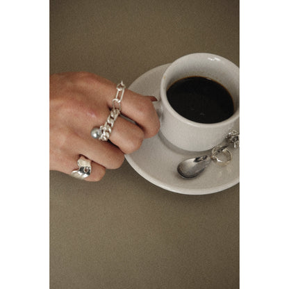 pearl × chain ring (natural blue)