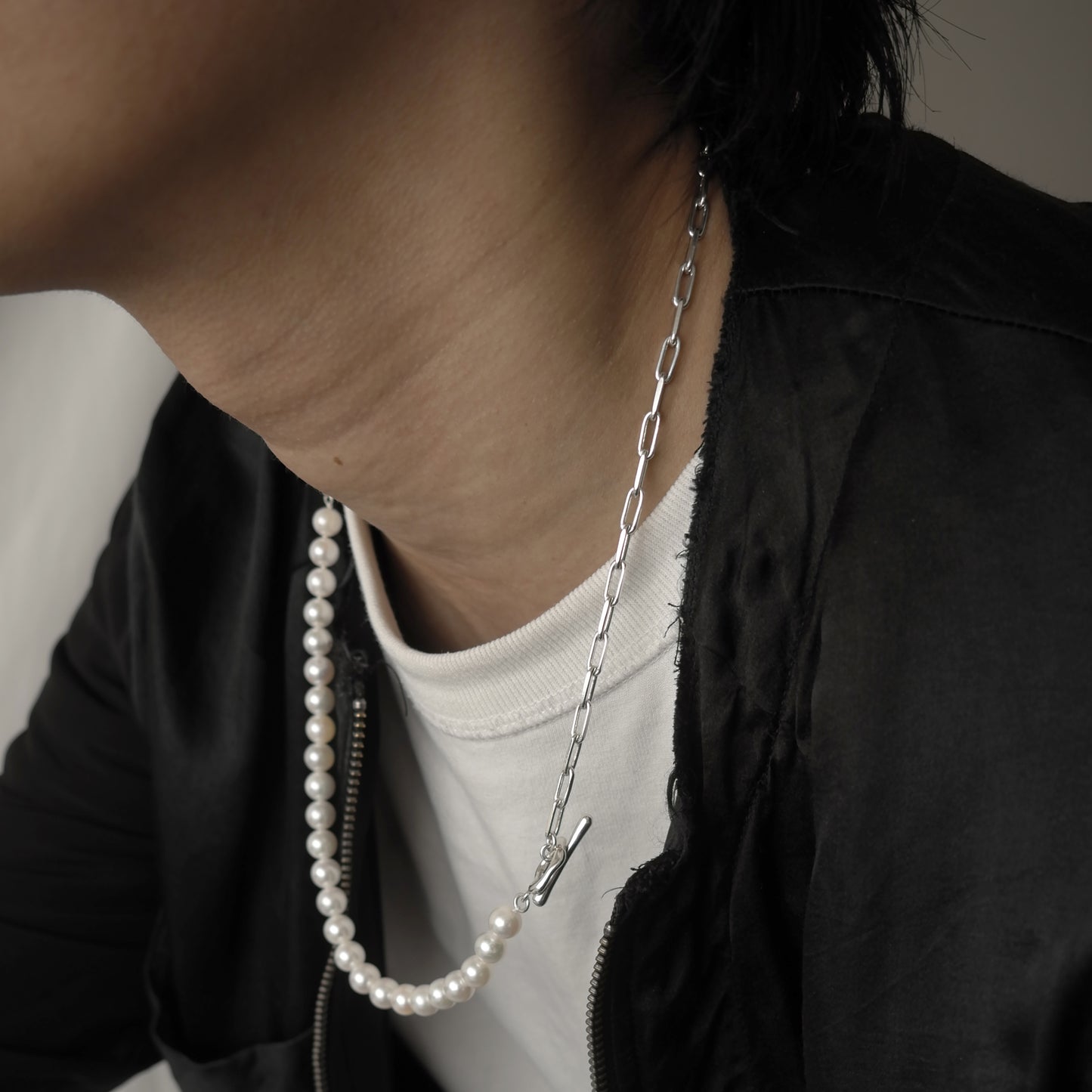 akoya pearl x chain necklace(55cm)