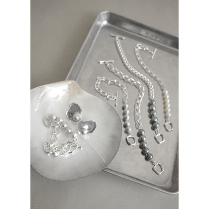 akoya pearl × chain bracelet(white)