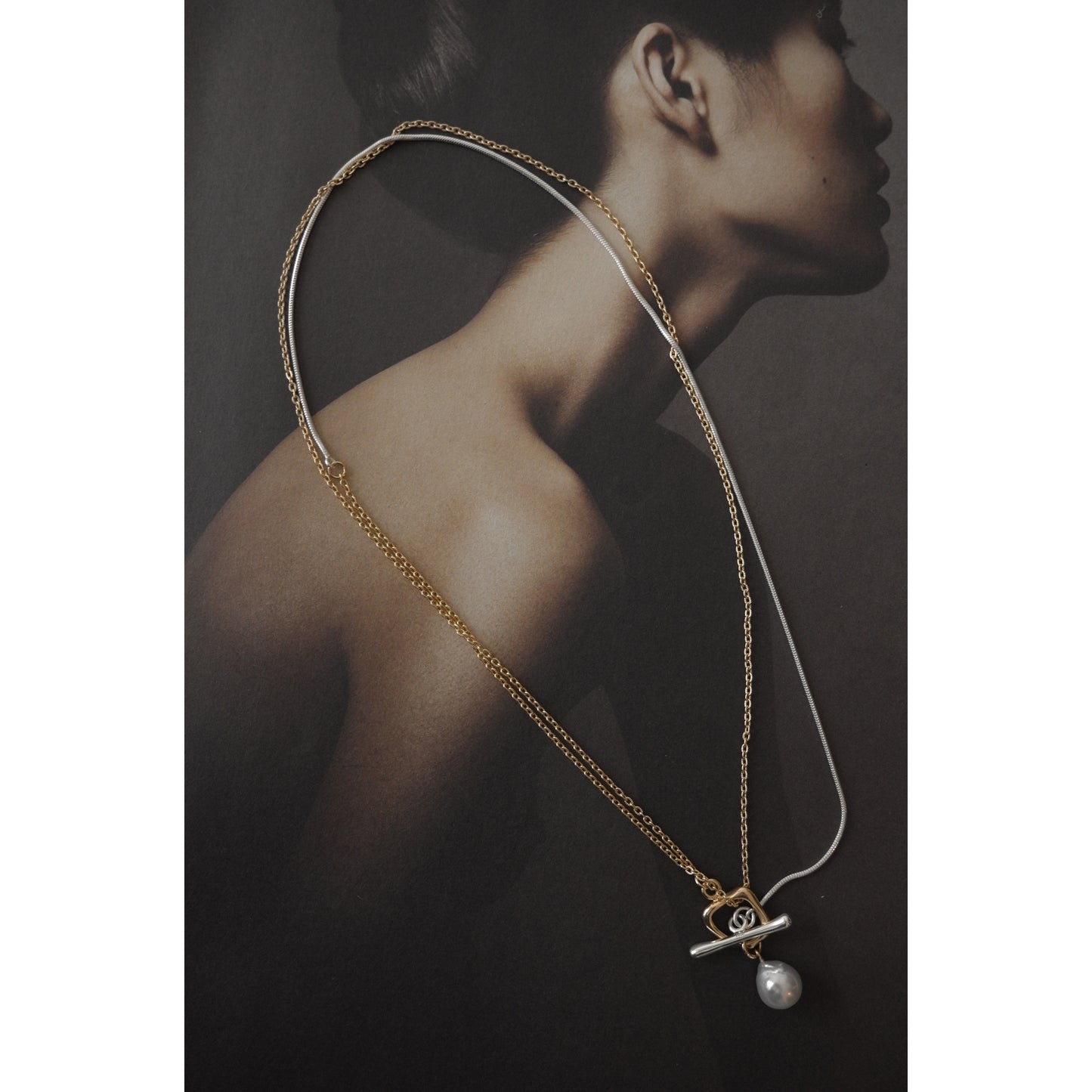 white pearl  Y chain necklace