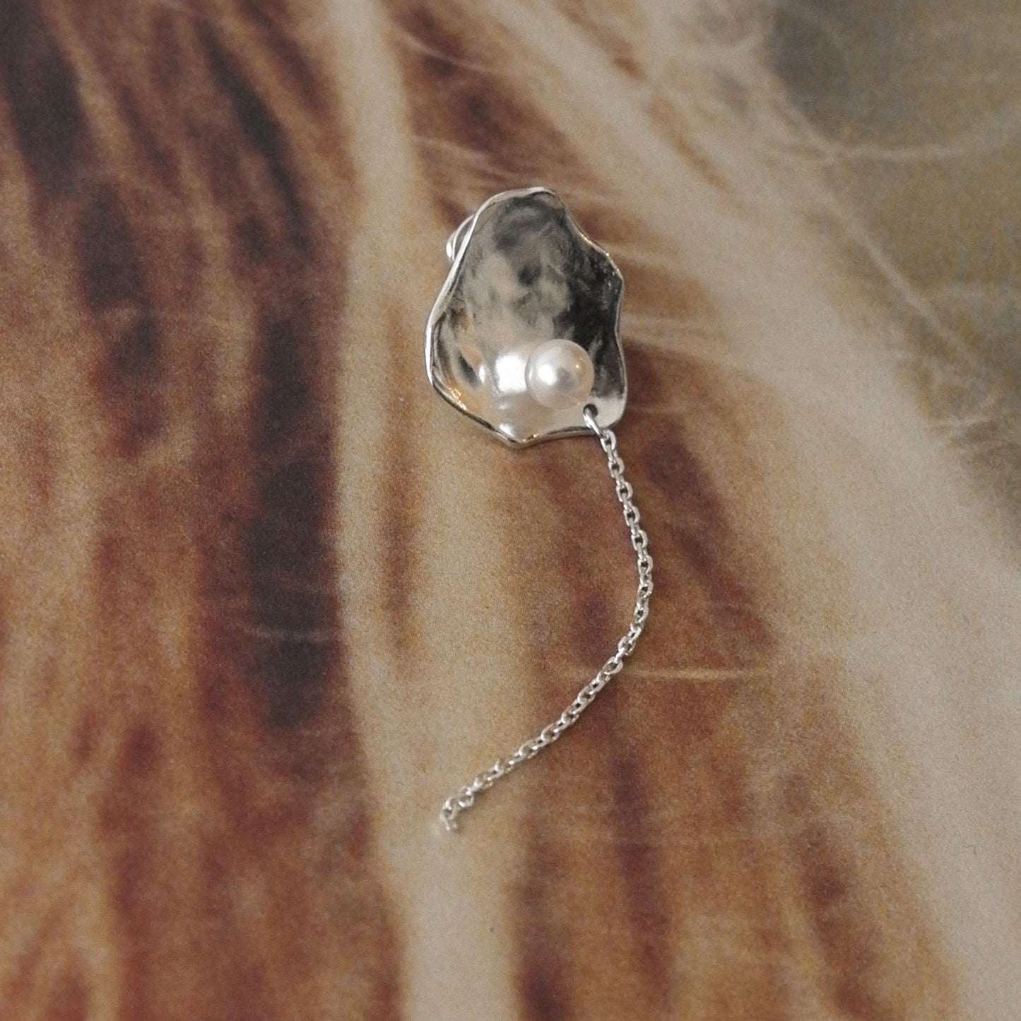 akoya pearl plate chain design pierce (white) S / single