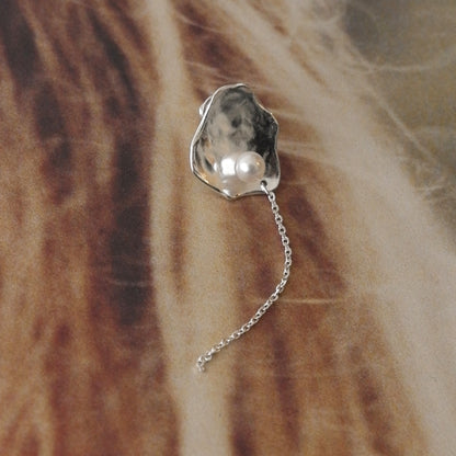 akoya pearl plate chain design pierce (white) S / single