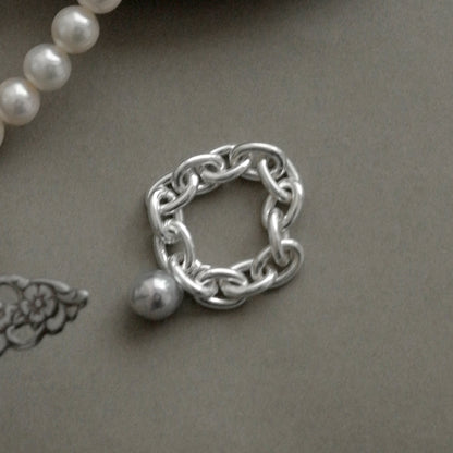 pearl × chain ring (natural blue)