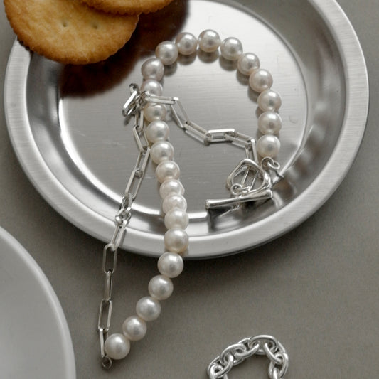 akoya pearl x chain necklace(40cm)