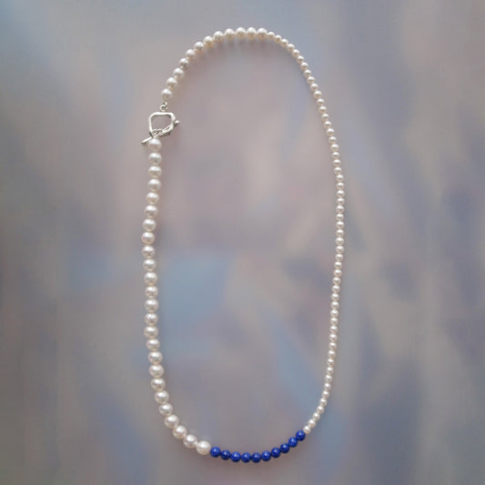 【nef - ESSENTIAL PEARL】akoya pearl x lapis lazuli necklace