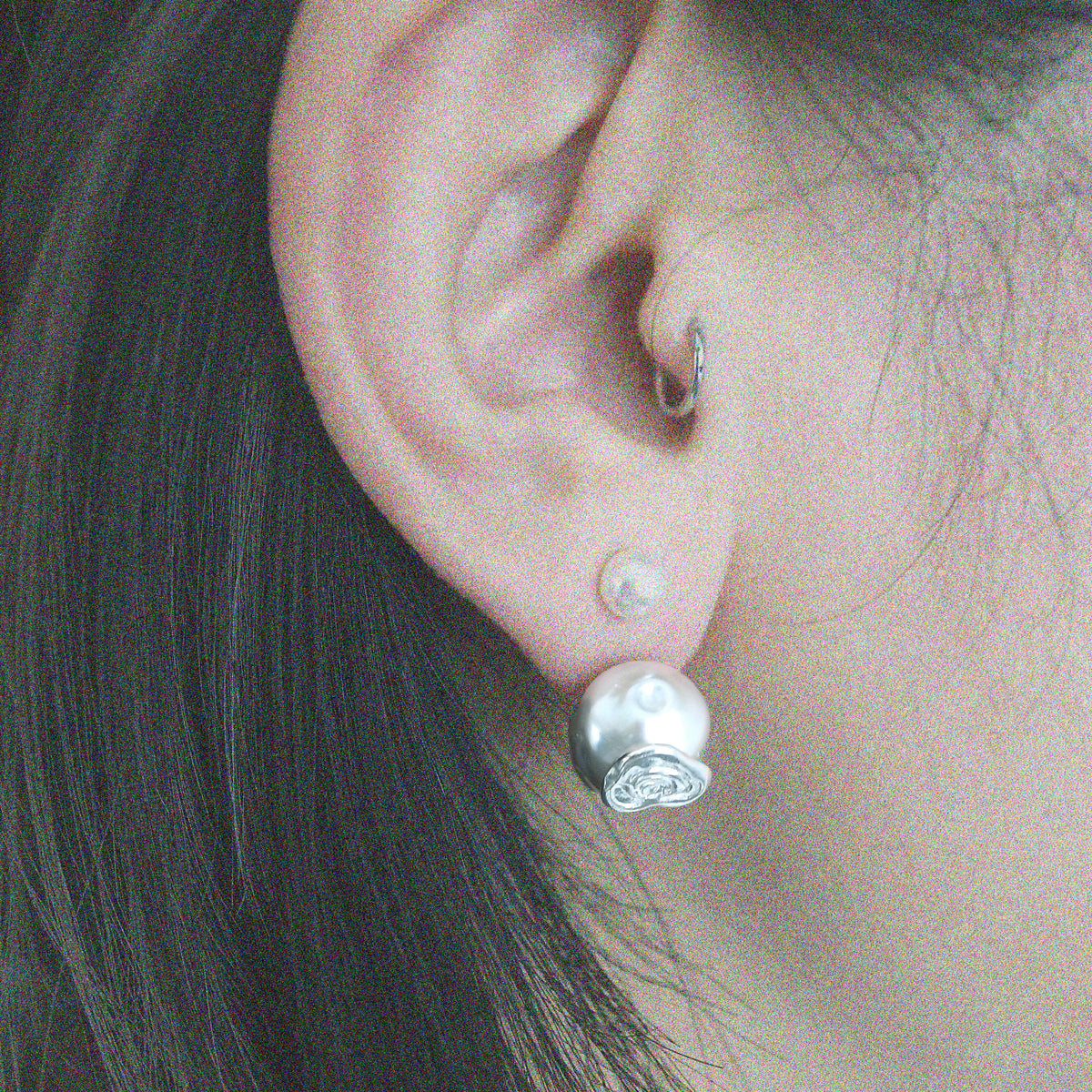 【nef - ESSENTIAL PEARL】black pearl pierce (gray) / single