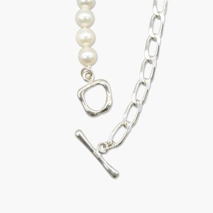 akoya pearl × chain bracelet(white)