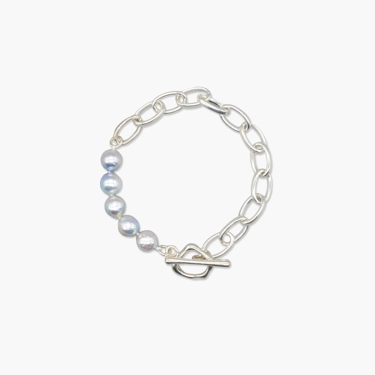 akoya pearl × chain bracelet (natural blue)