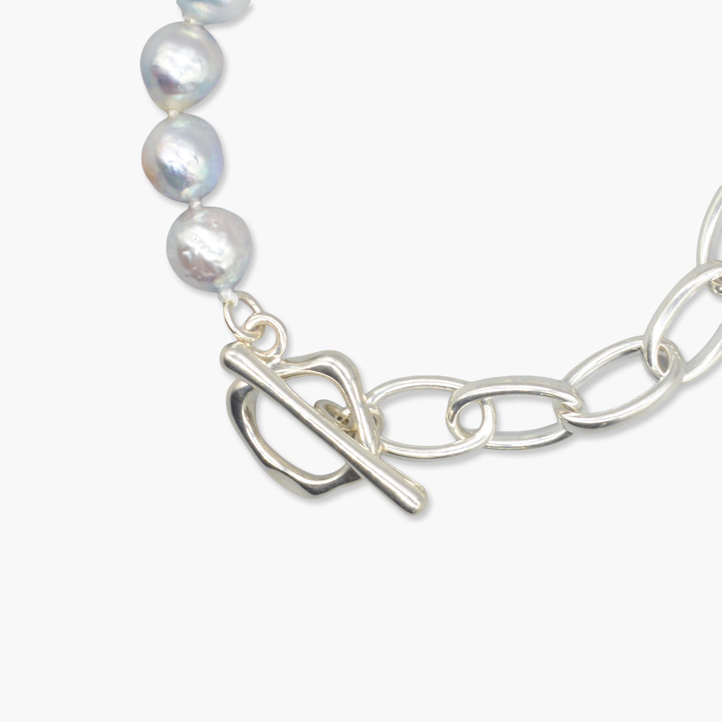 akoya pearl × chain bracelet (natural blue)