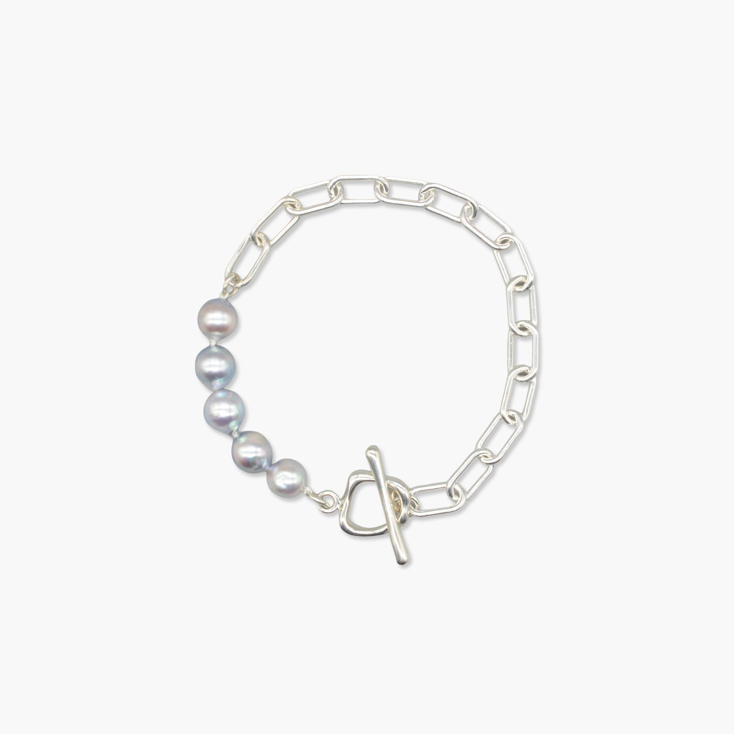 akoya pearl × chain bracelet (natural blue)