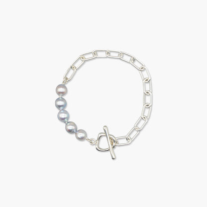 akoya pearl × chain bracelet (natural blue)