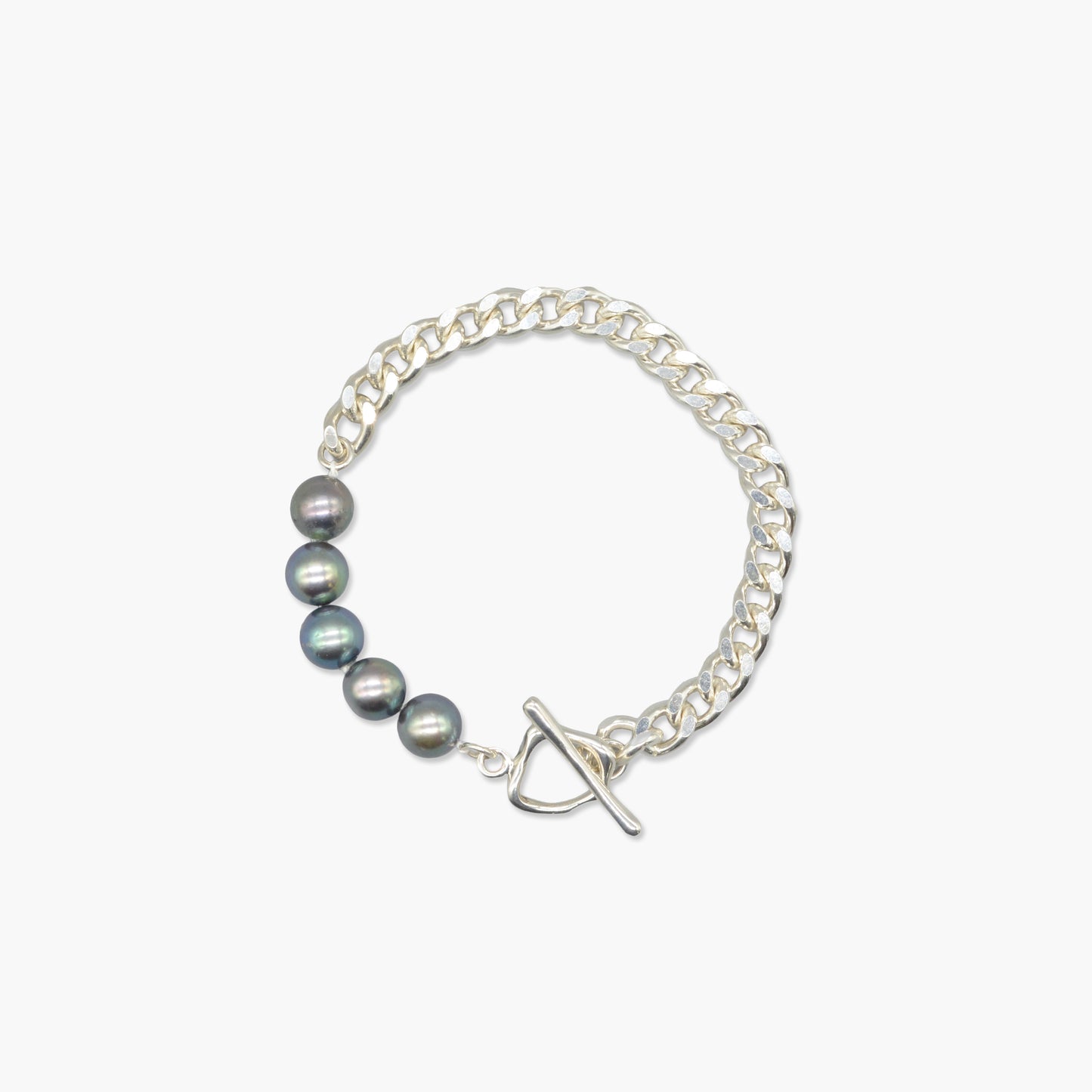 akoya pearl × chain bracelet (black)