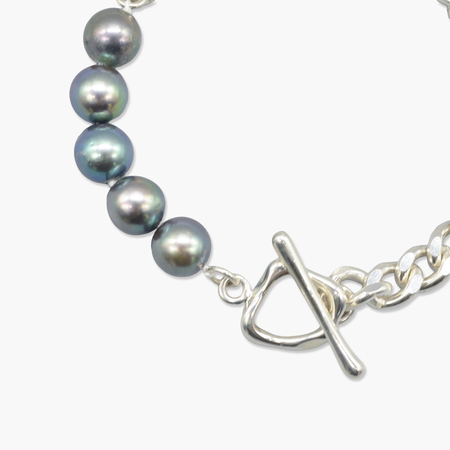 akoya pearl × chain bracelet (black)