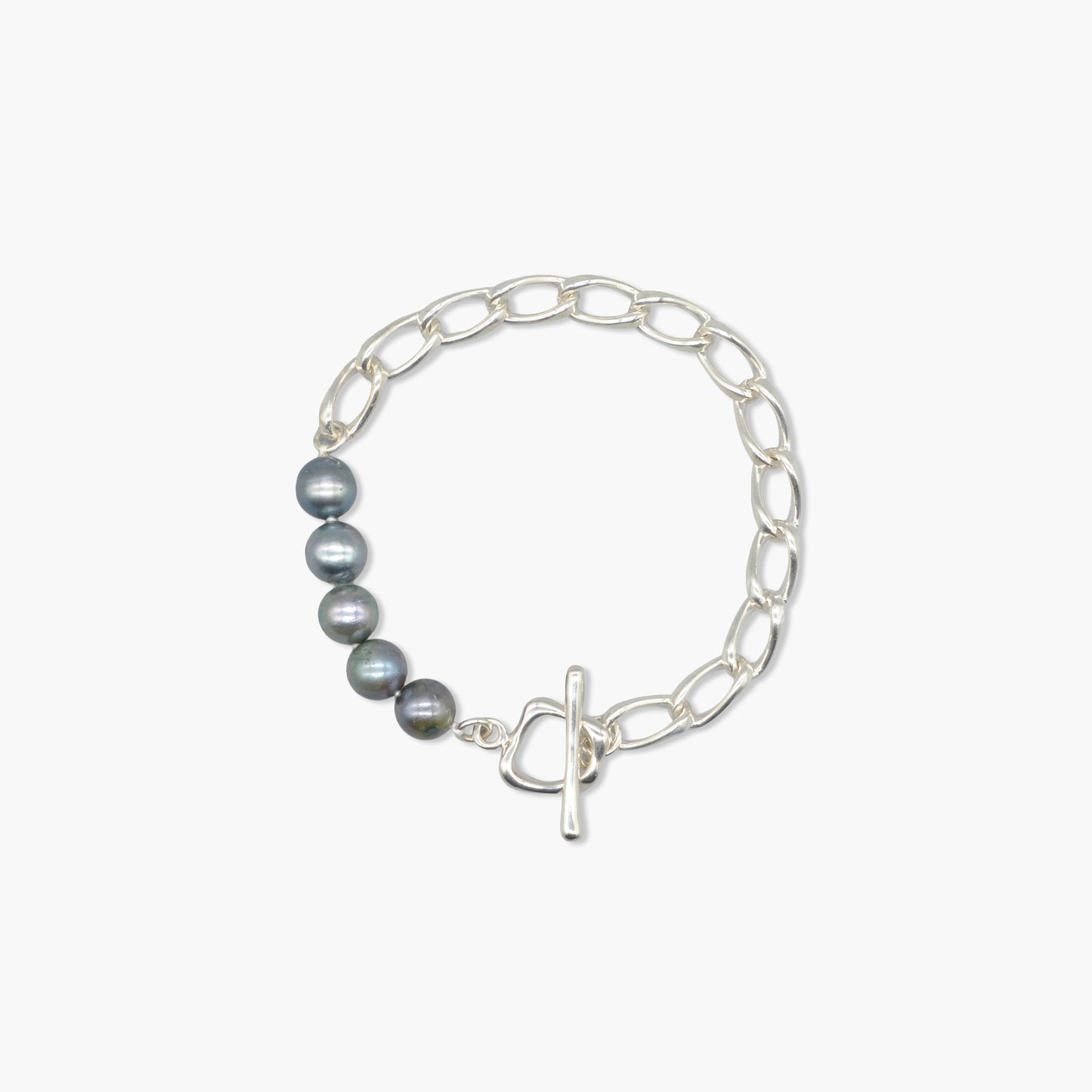akoya pearl × chain bracelet (black)