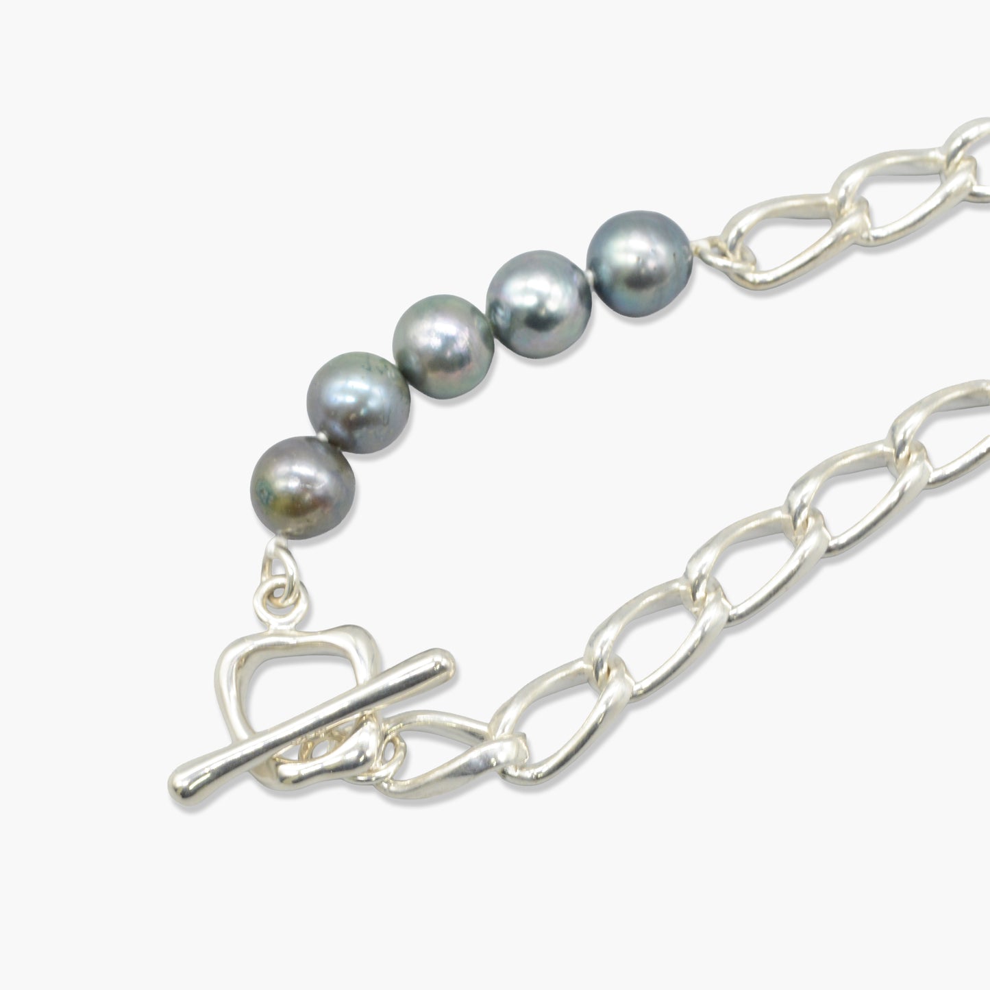 akoya pearl × chain bracelet (black)