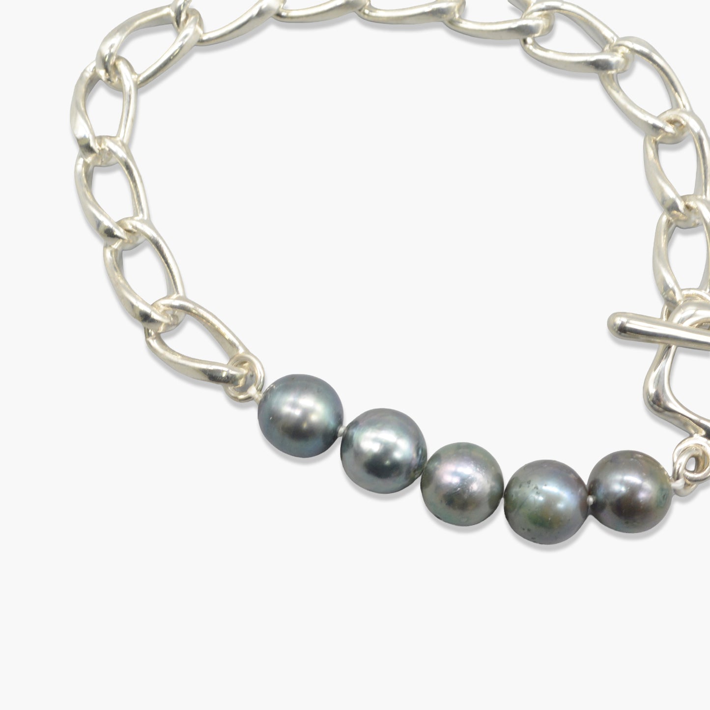akoya pearl × chain bracelet (black)