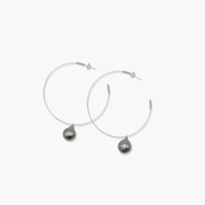 black pearl hoop pierce M (K18WG)