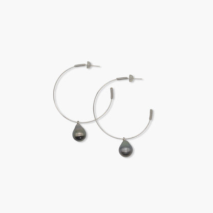 black pearl hoop pierce S (K18WG)
