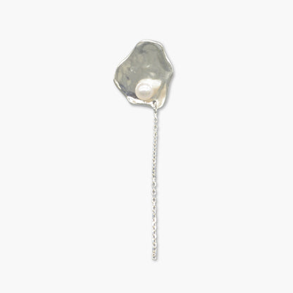 akoya pearl plate chain design pierce (white) S / single