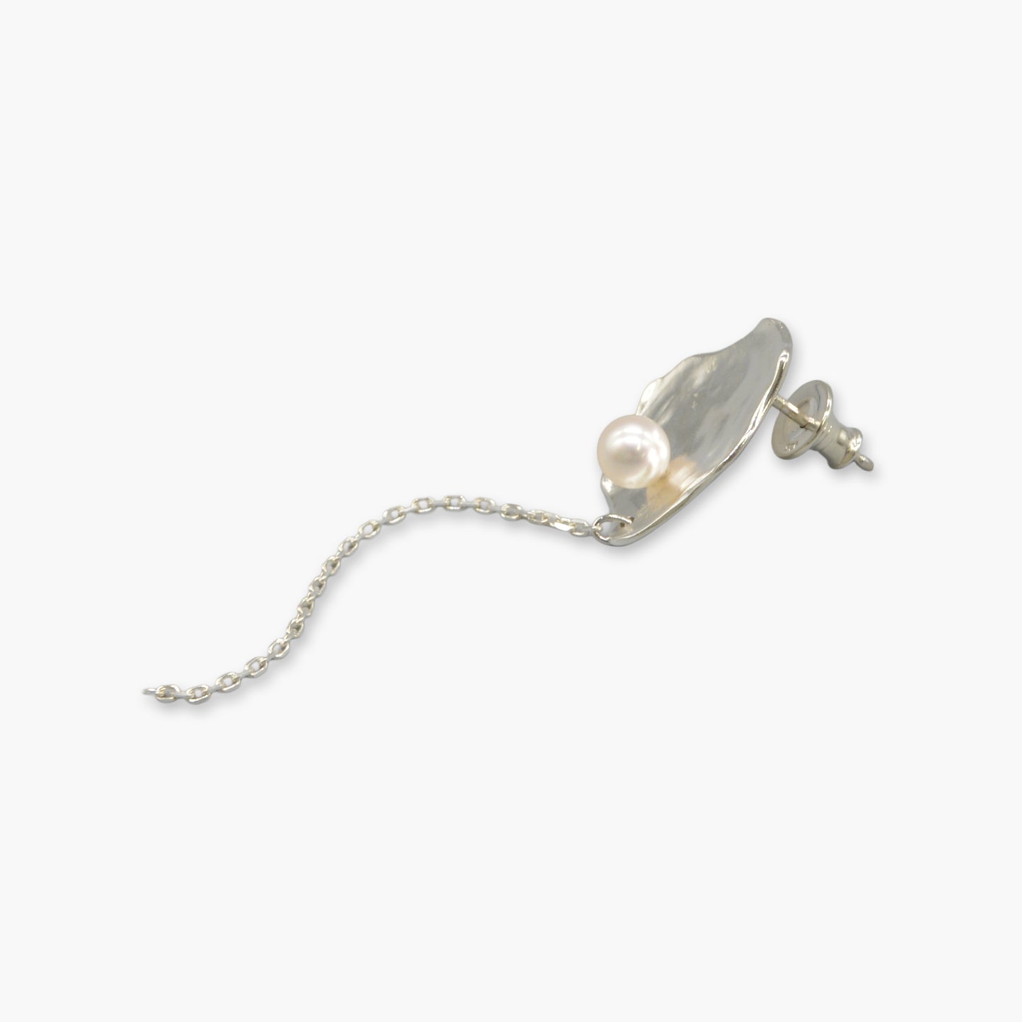 akoya pearl plate chain design pierce (white) S / single