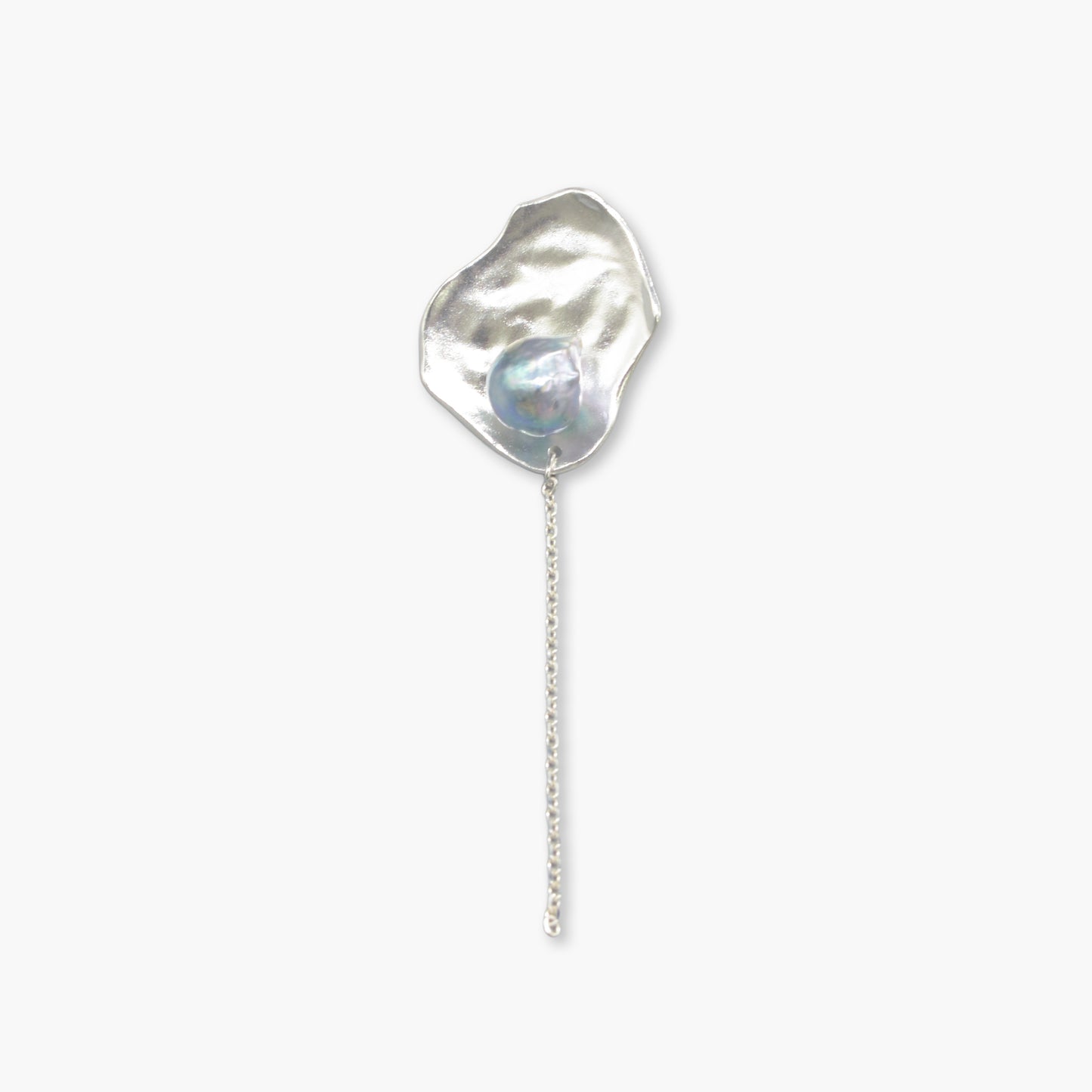 akoya pearl plate chain design pierce (natural blue) M / single