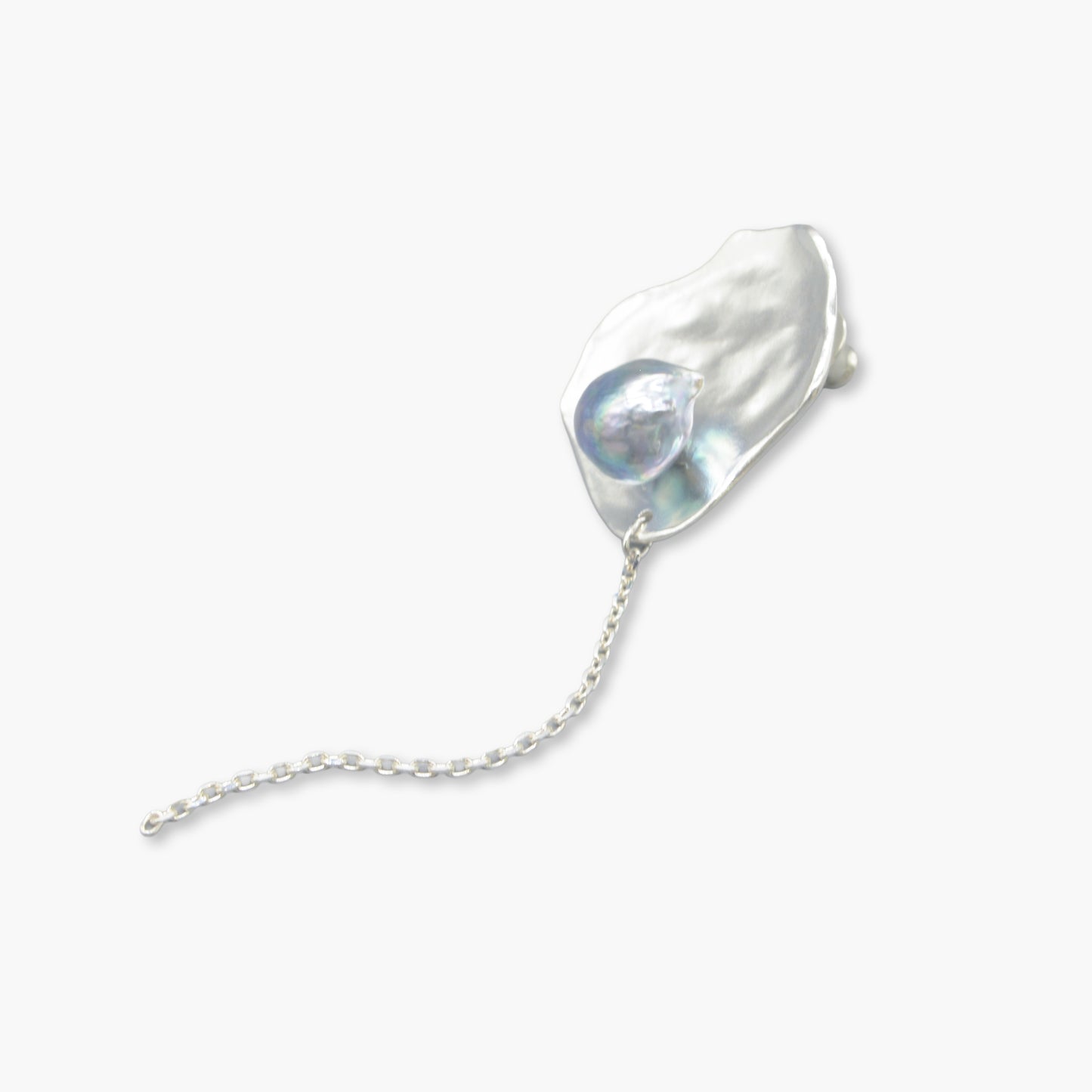 akoya pearl plate chain design pierce (natural blue) M / single
