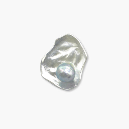 akoya pearl plate design pierce M (natural blue) / single