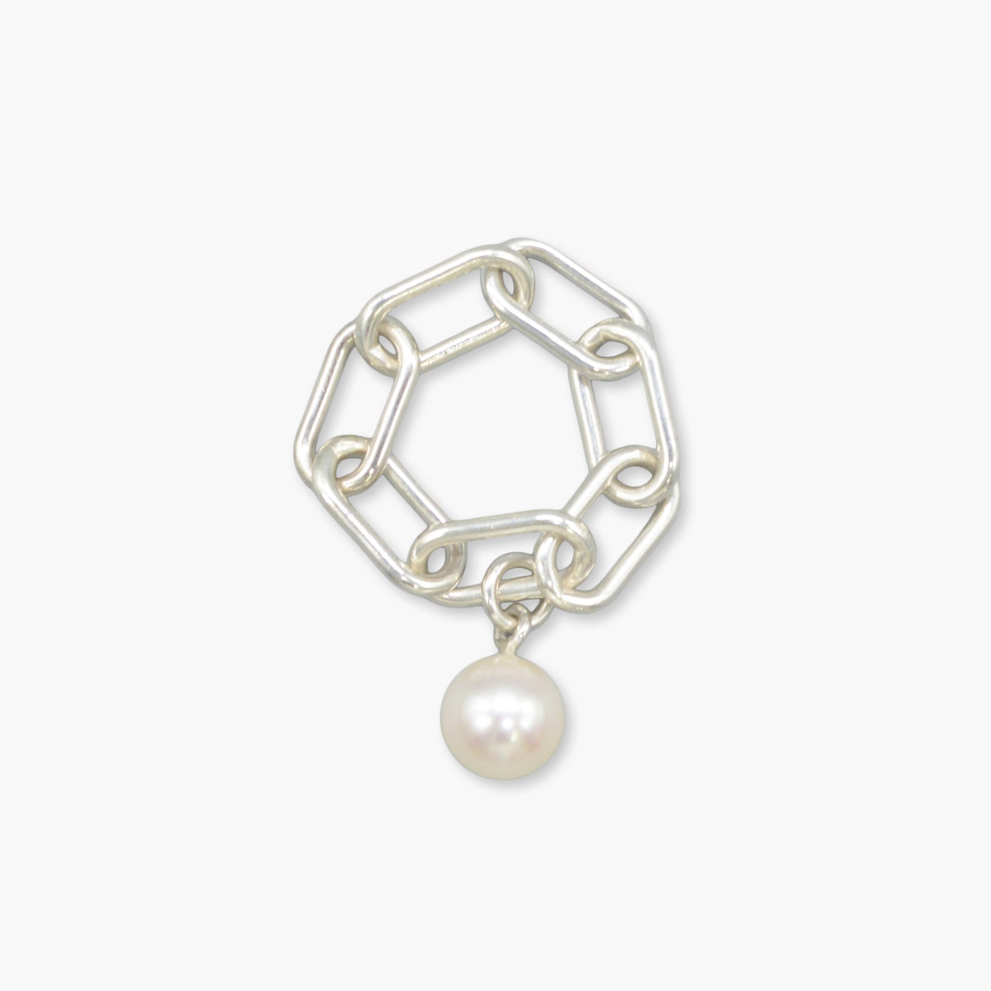pearl × chain ring (white)　